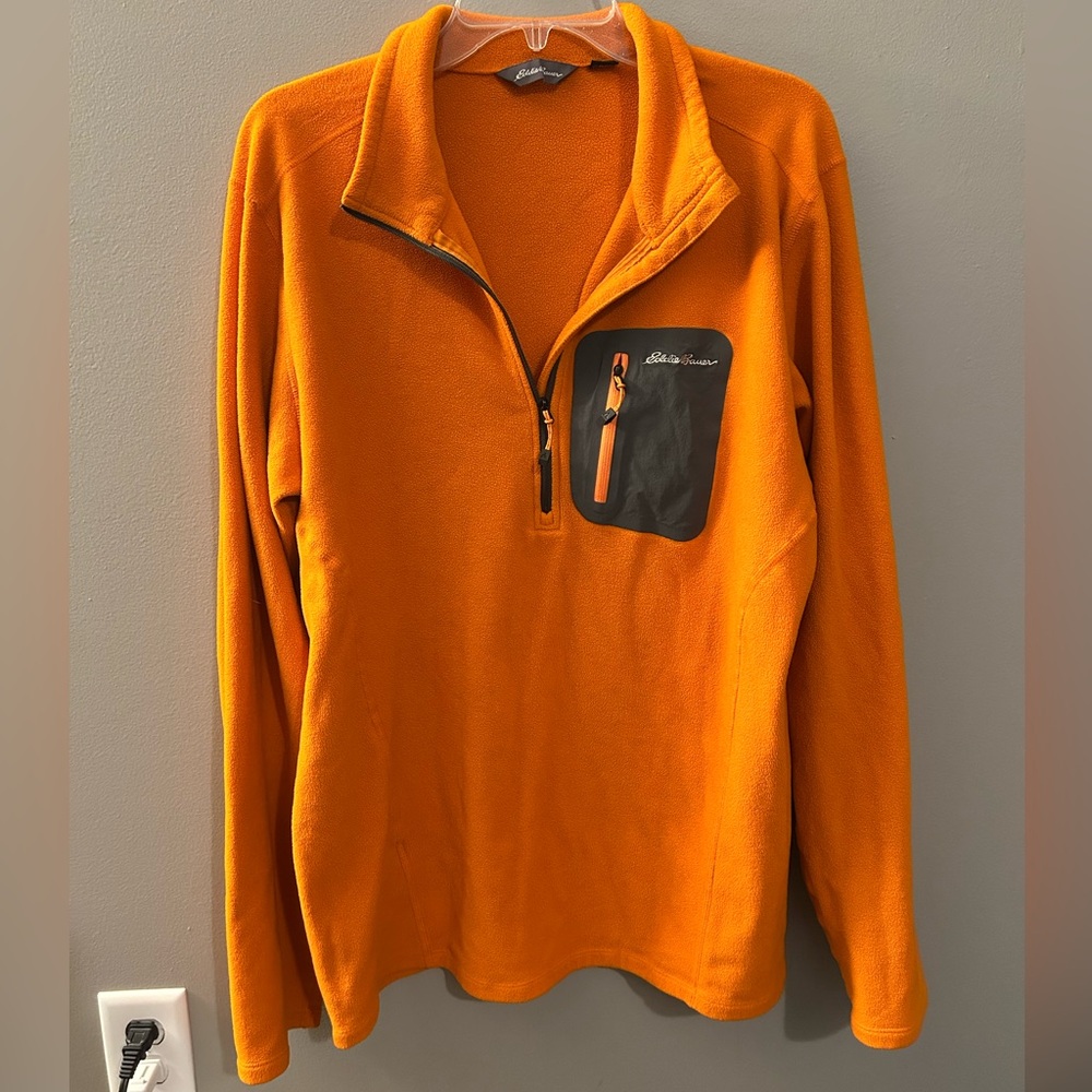 Eddie Bauer Vibrant Orange Fleece Pullover / Mens Large